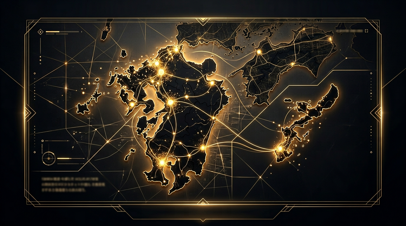 九州・沖縄エリアをイメージした高級感のあるマップビジュアル